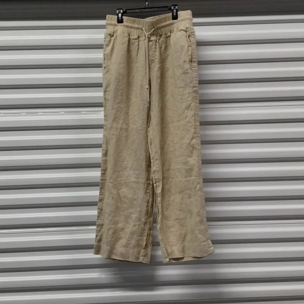 Quince Women 100% European Linen Pants Size Medium Flax Wide Leg Vacation Travel